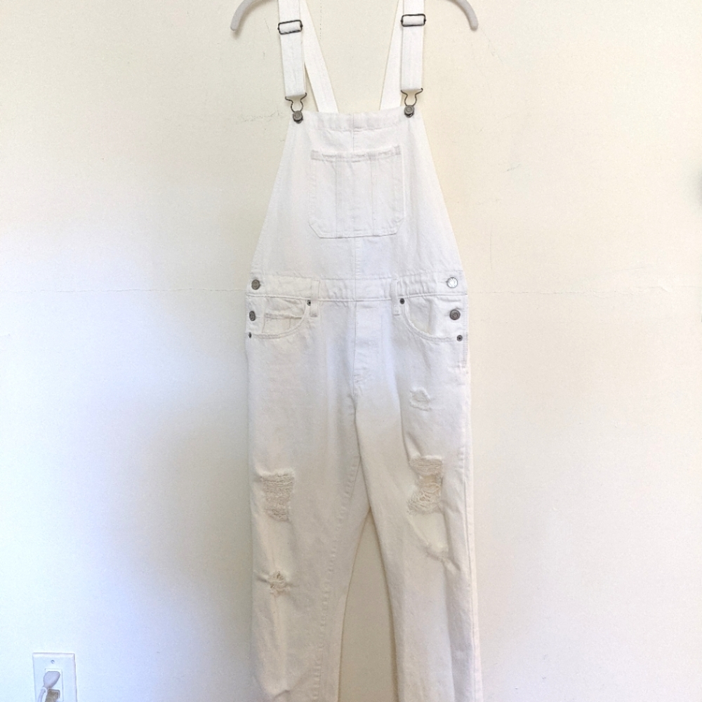 LUCKY BRAND Boyfriend Overalls White Size S